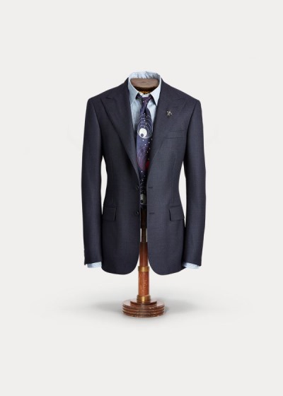 Cazadoras Ralph Lauren Hombre Azul Marino - Wool Peak-Lapel - USTOC2670